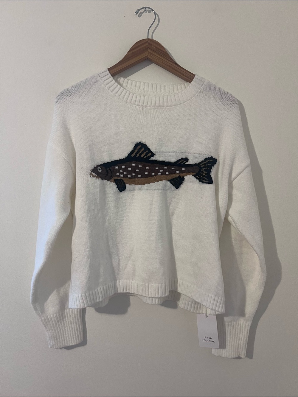 NWT White Trout Fish Sweater